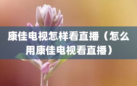 康佳电视怎样看直播（怎么用康佳电视看直播）