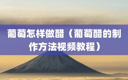 葡萄怎样做醋（葡萄醋的制作方法视频教程）