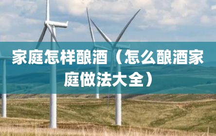 家庭怎样酿酒（怎么酿酒家庭做法大全）