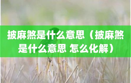 披麻煞是什么意思（披麻煞是什么意思 怎么化解）