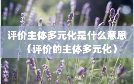 评价主体多元化是什么意思（评价的主体多元化）