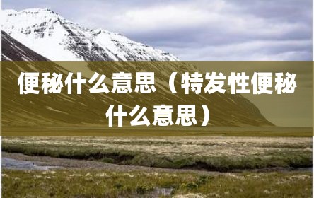 便秘什么意思（特发性便秘什么意思）