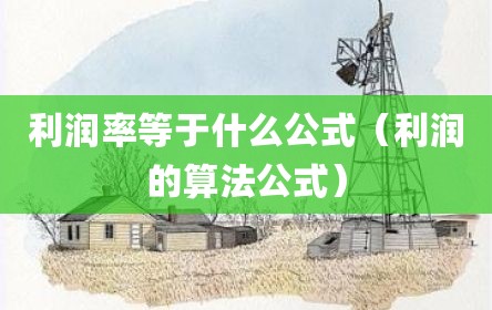 利润率等于什么公式（利润的算法公式）