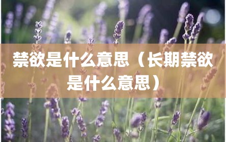 禁欲是什么意思（长期禁欲是什么意思）