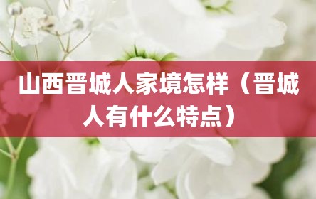 山西晋城人家境怎样（晋城人有什么特点）