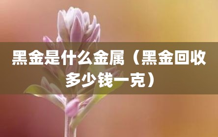 黑金是什么金属（黑金回收多少钱一克）