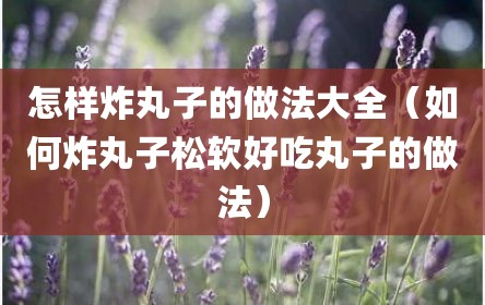 怎样炸丸子的做法大全（如何炸丸子松软好吃丸子的做法）