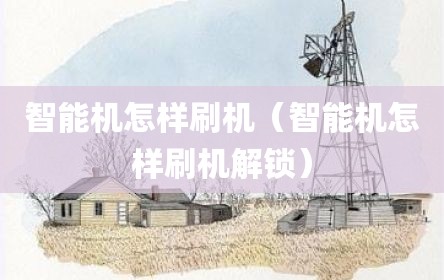 智能机怎样刷机（智能机怎样刷机解锁）