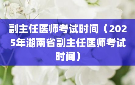 副主任医师考试时间（2025年湖南省副主任医师考试时间）