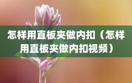 怎样用直板夹做内扣（怎样用直板夹做内扣视频）