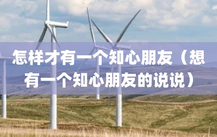 怎样才有一个知心朋友（想有一个知心朋友的说说）