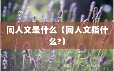 同人文是什么（同人文指什么?）