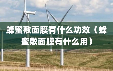 蜂蜜敷面膜有什么功效（蜂蜜敷面膜有什么用）