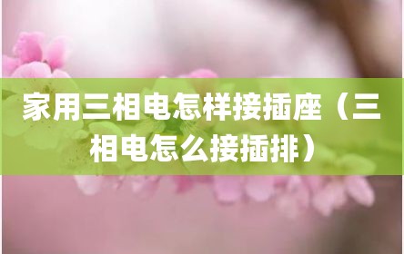家用三相电怎样接插座（三相电怎么接插排）