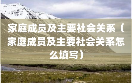 家庭成员及主要社会关系（家庭成员及主要社会关系怎么填写）