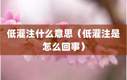 低灌注什么意思（低灌注是怎么回事）