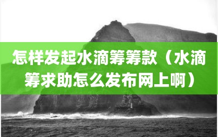 怎样发起水滴筹筹款（水滴筹求助怎么发布网上啊）