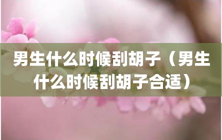 男生什么时候刮胡子（男生什么时候刮胡子合适）