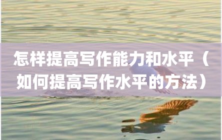怎样提高写作能力和水平（如何提高写作水平的方法）