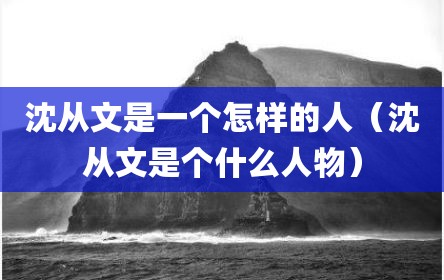 沈从文是一个怎样的人（沈从文是个什么人物）