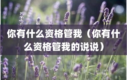 你有什么资格管我（你有什么资格管我的说说）