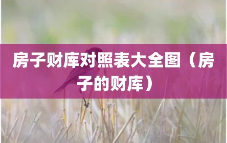 房子财库对照表大全图（房子的财库）