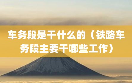 车务段是干什么的（铁路车务段主要干哪些工作）