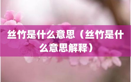 丝竹是什么意思（丝竹是什么意思解释）