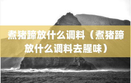 煮猪蹄放什么调料（煮猪蹄放什么调料去腥味）