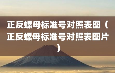 正反螺母标准号对照表图（正反螺母标准号对照表图片）