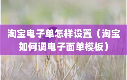 淘宝电子单怎样设置（淘宝如何调电子面单模板）