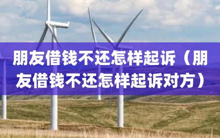 朋友借钱不还怎样起诉（朋友借钱不还怎样起诉对方）