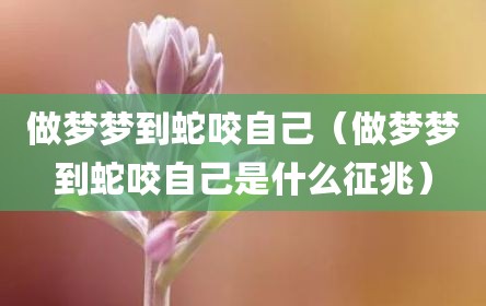 做梦梦到蛇咬自己（做梦梦到蛇咬自己是什么征兆）