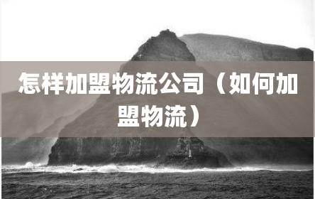 怎样加盟物流公司（如何加盟物流）