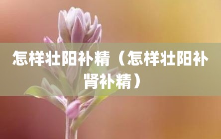 怎样壮阳补精（怎样壮阳补肾补精）