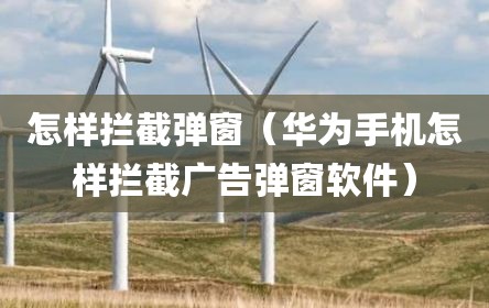 怎样拦截弹窗（华为手机怎样拦截广告弹窗软件）