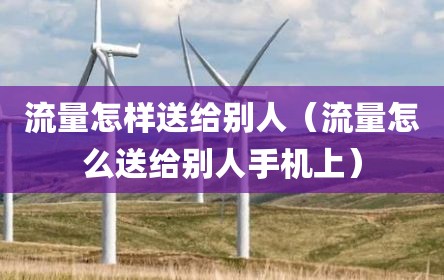 流量怎样送给别人（流量怎么送给别人手机上）