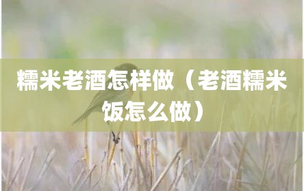 糯米老酒怎样做（老酒糯米饭怎么做）
