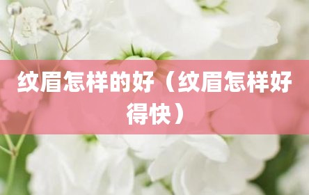 纹眉怎样的好（纹眉怎样好得快）