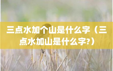 三点水加个山是什么字（三点水加山是什么字?）