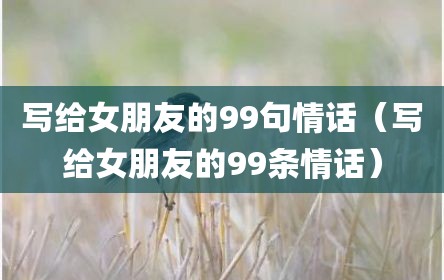 写给女朋友的99句情话（写给女朋友的99条情话）