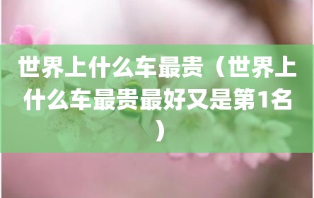 世界上什么车最贵（世界上什么车最贵最好又是第1名）