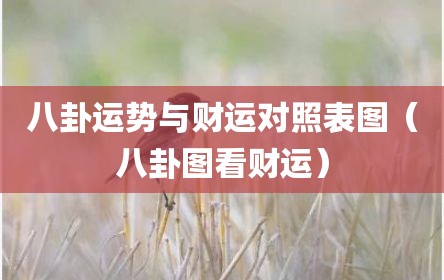 八卦运势与财运对照表图（八卦图看财运）