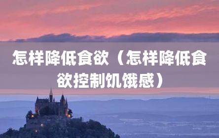 怎样降低食欲（怎样降低食欲控制饥饿感）