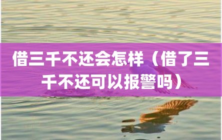 借三千不还会怎样（借了三千不还可以报警吗）