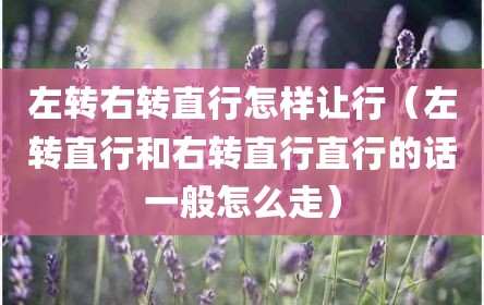 左转右转直行怎样让行（左转直行和右转直行直行的话一般怎么走）