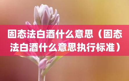 固态法白酒什么意思（固态法白酒什么意思执行标准）