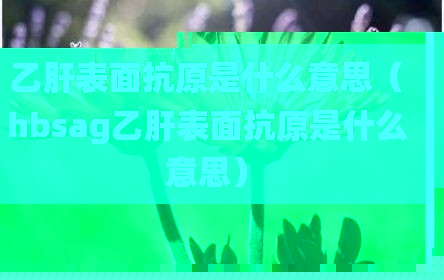 乙肝表面抗原是什么意思（hbsag乙肝表面抗原是什么意思）