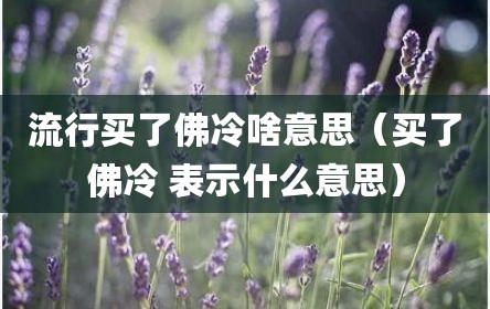 流行买了佛冷啥意思（买了佛冷 表示什么意思）
