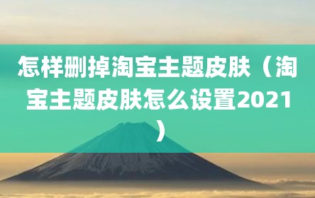 怎样删掉淘宝主题皮肤（淘宝主题皮肤怎么设置2021）